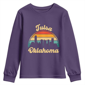 Vintage Tulsa Oklahoma Pride Youth Sweatshirt Proud Oklahoman Gift TS12 Purple Print Your Wear