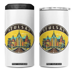 Vintage Tulsa Oklahoma Cityscape Pride 4 in 1 Can Cooler Tumbler TS12 One Size: 16 oz White Print Your Wear
