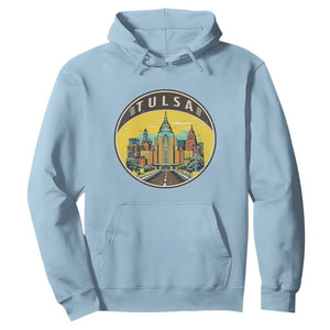 Vintage Tulsa Oklahoma Cityscape Pride Hoodie TS12 Light Blue Print Your Wear