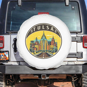 Vintage Tulsa Oklahoma Cityscape Pride Spare Tire Cover TS12 No hole White Print Your Wear