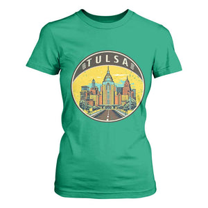 Vintage Tulsa Oklahoma Cityscape Pride T Shirt For Women TS12 Irish Green Print Your Wear