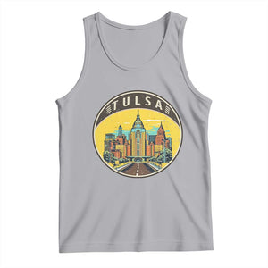 Vintage Tulsa Oklahoma Cityscape Pride Tank Top TS12 Athletic Heather Print Your Wear