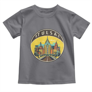 Vintage Tulsa Oklahoma Cityscape Pride Toddler T Shirt TS12 Charcoal Print Your Wear