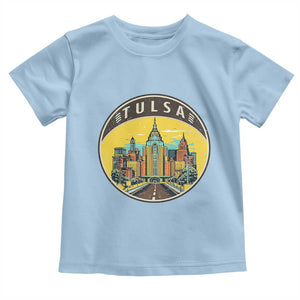 Vintage Tulsa Oklahoma Cityscape Pride Toddler T Shirt TS12 Light Blue Print Your Wear