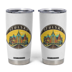 Vintage Tulsa Oklahoma Cityscape Pride Tumbler Cup TS12 White Print Your Wear