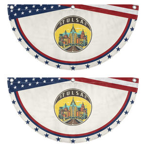 Vintage Tulsa Oklahoma Cityscape Pride Patriotic Fan Flag