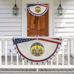 Vintage Tulsa Oklahoma Cityscape Pride Patriotic Fan Flag