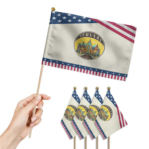 Vintage Tulsa Oklahoma Cityscape Pride Patriotic Handheld Flag TS12 Print Your Wear