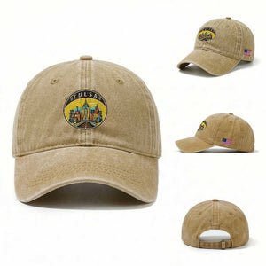 Vintage Tulsa Oklahoma Cityscape Pride Washed Cotton Baseball Cap TS12 Washed Cap Universal Fit Khaki Print Your Wear