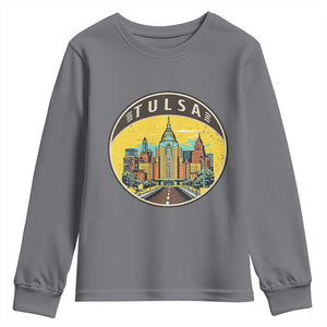 Vintage Tulsa Oklahoma Cityscape Pride Youth Sweatshirt TS12 Charcoal Print Your Wear