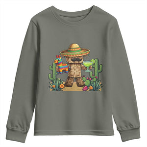 Cinco De Mayo Mexican Gamer Youth Sweatshirt Video Game Fiesta Gift TS12 Military Green Print Your Wear