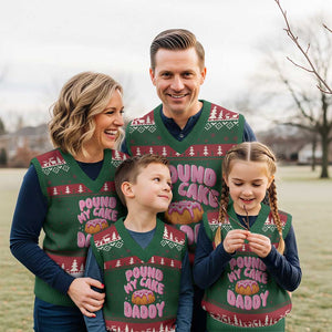 Funny Adult Humor V-Neck Knit Sweater Vest Pound My Cake Daddy TS12 Red Green Print Your Wear