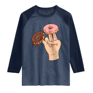 2 In The Pink 1 In The Stink Raglan Shirt Funny Donut Adult Humor TS12 Heather Denim Navy Print Your Wear