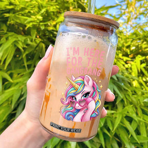 Funny Adult Humor Glass Can I Am Here For The Gangb*ng TS12 Black Print Your Wear