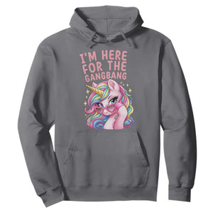 Funny Adult Humor Hoodie I Am Here For The Gangb*ng TS12 Charcoal Print Your Wear