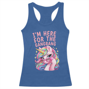 Funny Adult Humor Racerback Tank Top I Am Here For The Gangb*ng TS12 Royal Blue Print Your Wear