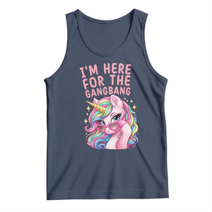 Funny Adult Humor Tank Top I Am Here For The Gangb*ng TS12 Navy Print Your Wear