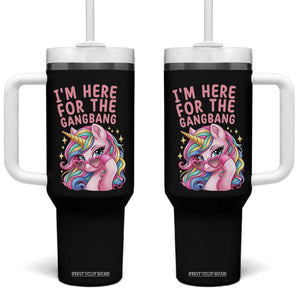 Funny Adult Humor Tumbler With Handle I Am Here For The Gangb*ng TS12 One Size: 40 oz Black Print Your Wear