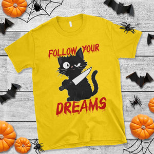 Killer Black Cat Halloween T Shirt Follow Your Dreams TS12 Daisy Print Your Wear