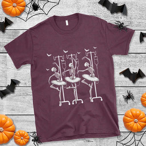Emergency Room RN Nurse Halloween T Shirt Dancing Skeleton TS12 Maroon Print Your Wear