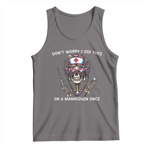 Funny Halloween Skeleton Nurse Tank Top Do not Worry I Did This On A Mannequin Once TS12 Deep Heather Print Your Wear