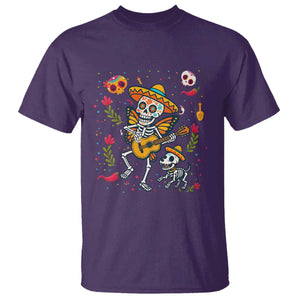Day Of The Dead Skeleton T Shirt Playing Guitar With Dog Mexican Festival TS12 Purple Print Your Wear