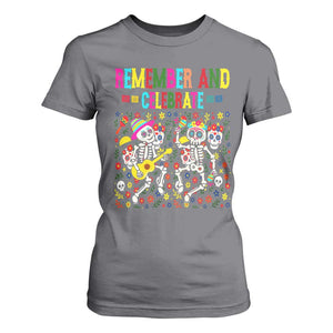 Dia De Los Muertos Skeleton T Shirt For Women Remember And Celebrate Mexican Festival TS12 Charcoal Print Your Wear