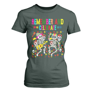 Dia De Los Muertos Skeleton T Shirt For Women Remember And Celebrate Mexican Festival TS12 Dark Forest Green Print Your Wear