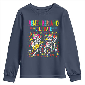 Dia De Los Muertos Skeleton Youth Sweatshirt Remember And Celebrate Mexican Festival TS12 Navy Print Your Wear