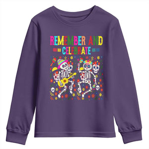Dia De Los Muertos Skeleton Youth Sweatshirt Remember And Celebrate Mexican Festival TS12 Purple Print Your Wear