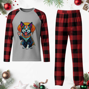Dia De Los Muertos Border Collie Plaid Pajama Set Sugar Skull Dog Day Of The Dead Gift TS12 Buffalo Plaid Print Your Wear