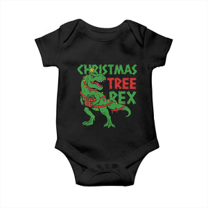 Christmas Dinosaur Baby Onesie Funny Tree Rex Xmas Light TS12 Black Print Your Wear