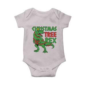 Christmas Dinosaur Baby Onesie Funny Tree Rex Xmas Light TS12 Ice Gray Print Your Wear