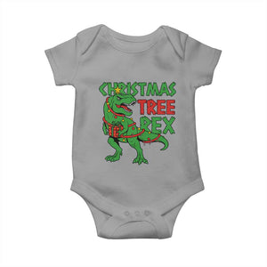 Christmas Dinosaur Baby Onesie Funny Tree Rex Xmas Light TS12 Sport Gray Print Your Wear