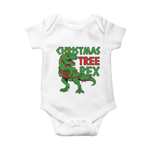 Christmas Dinosaur Baby Onesie Funny Tree Rex Xmas Light TS12 White Print Your Wear