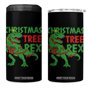 Christmas Dinosaur 4 in 1 Can Cooler Tumbler Funny Tree Rex Xmas Light TS12 One Size: 16 oz Black Print Your Wear