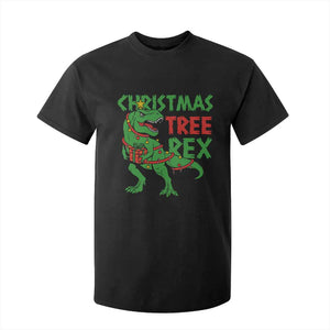 Christmas Dinosaur T Shirt For Kid Funny Tree Rex Xmas Light TS12 Black Print Your Wear