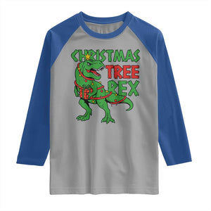 Christmas Dinosaur Raglan Shirt Funny Tree Rex Xmas Light TS12 Sport Gray Royal Print Your Wear