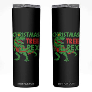 Christmas Dinosaur Skinny Tumbler Funny Tree Rex Xmas Light TS12 Black Print Your Wear