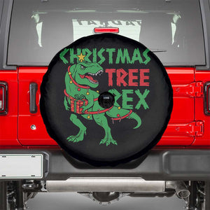 Christmas Dinosaur Spare Tire Cover Funny Tree Rex Xmas Light TS12 Black Print Your Wear