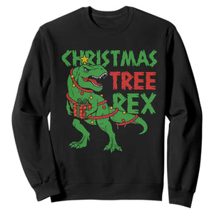 Christmas Dinosaur Sweatshirt Funny Tree Rex Xmas Light TS12 Black Print Your Wear