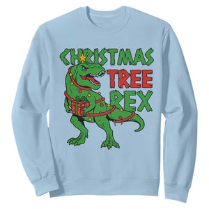 Christmas Dinosaur Sweatshirt Funny Tree Rex Xmas Light TS12 Light Blue Print Your Wear