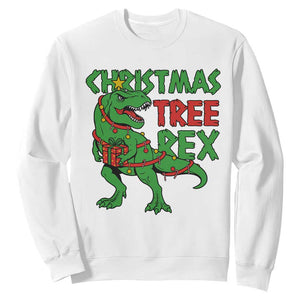 Christmas Dinosaur Sweatshirt Funny Tree Rex Xmas Light TS12 White Print Your Wear