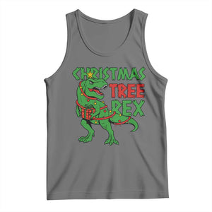 Christmas Dinosaur Tank Top Funny Tree Rex Xmas Light TS12 Black Heather Print Your Wear