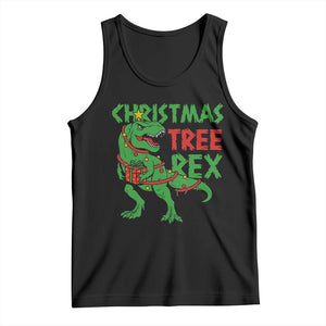 Christmas Dinosaur Tank Top Funny Tree Rex Xmas Light TS12 Black Print Your Wear