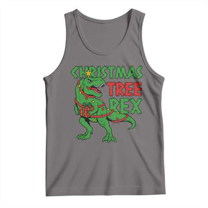 Christmas Dinosaur Tank Top Funny Tree Rex Xmas Light TS12 Deep Heather Print Your Wear