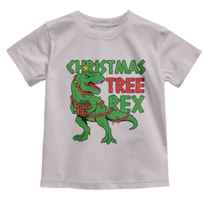 Christmas Dinosaur Toddler T Shirt Funny Tree Rex Xmas Light TS12 Ice Gray Print Your Wear