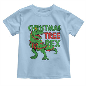 Christmas Dinosaur Toddler T Shirt Funny Tree Rex Xmas Light TS12 Light Blue Print Your Wear