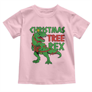Christmas Dinosaur Toddler T Shirt Funny Tree Rex Xmas Light TS12 Light Pink Print Your Wear