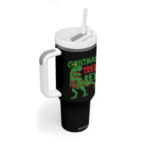 Christmas Dinosaur Tumbler With Handle Funny Tree Rex Xmas Light TS12 Print Your Wear